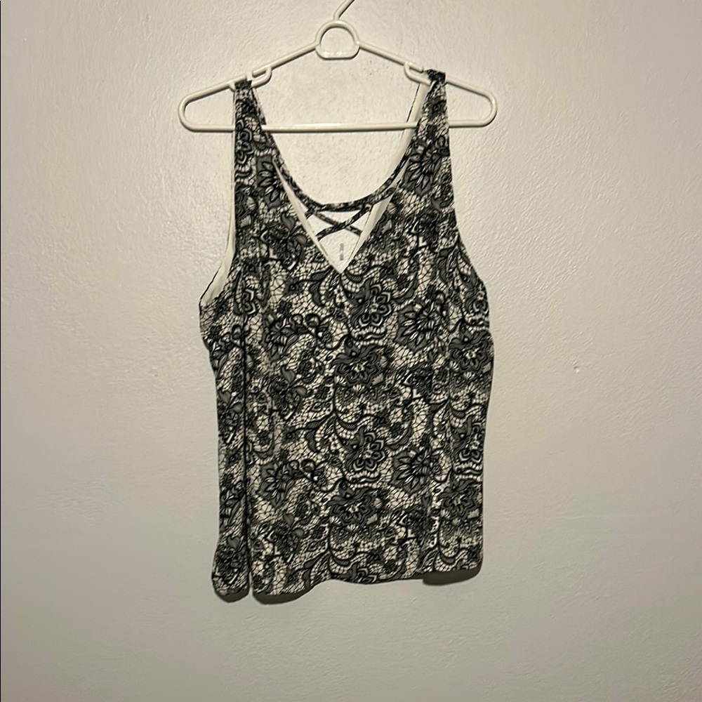 Floral Black and White Women's Top